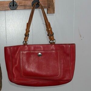 Red Leather Tote Bag